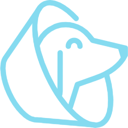 a dog with a e-coller icon