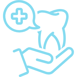 a hand holding a tooth icon